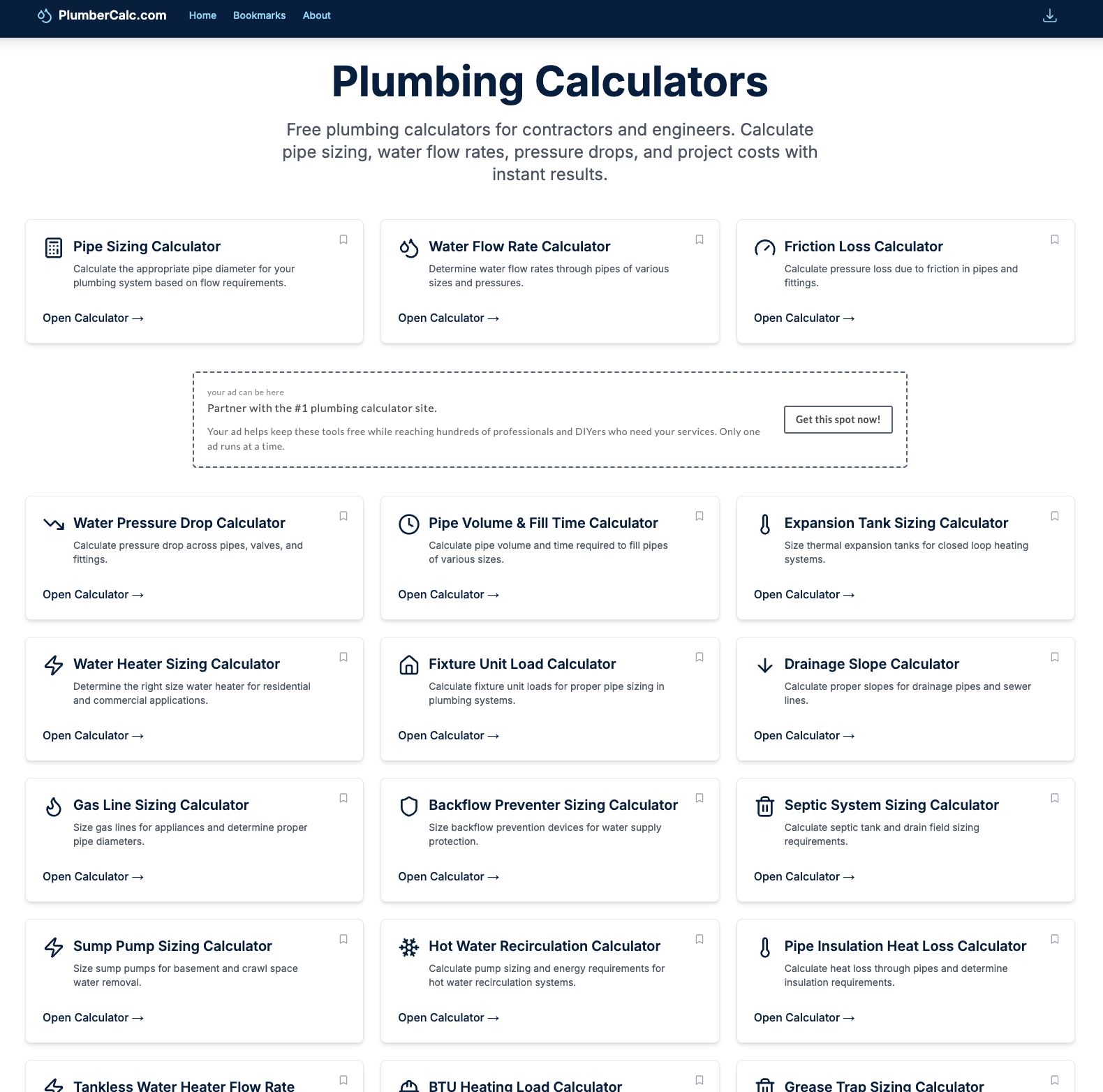 PlumberCalc features