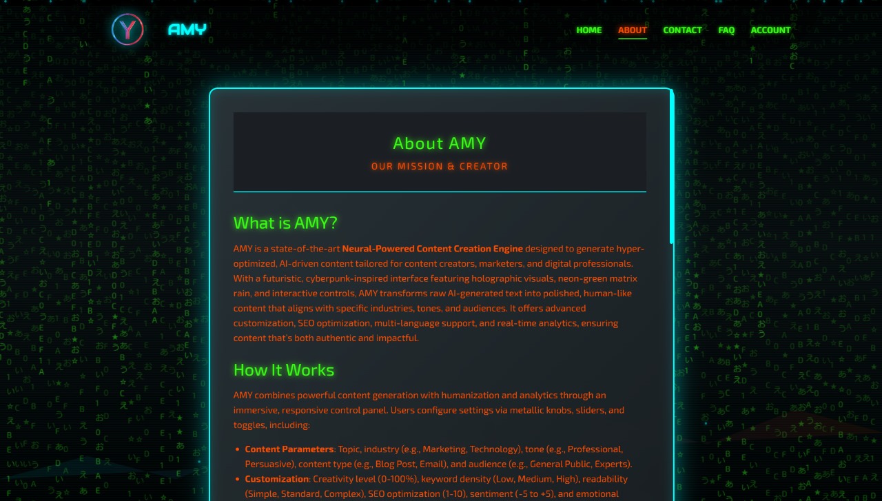 Amy-Neural Content Engine features