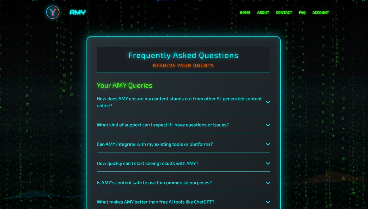 Amy-Neural Content Engine features