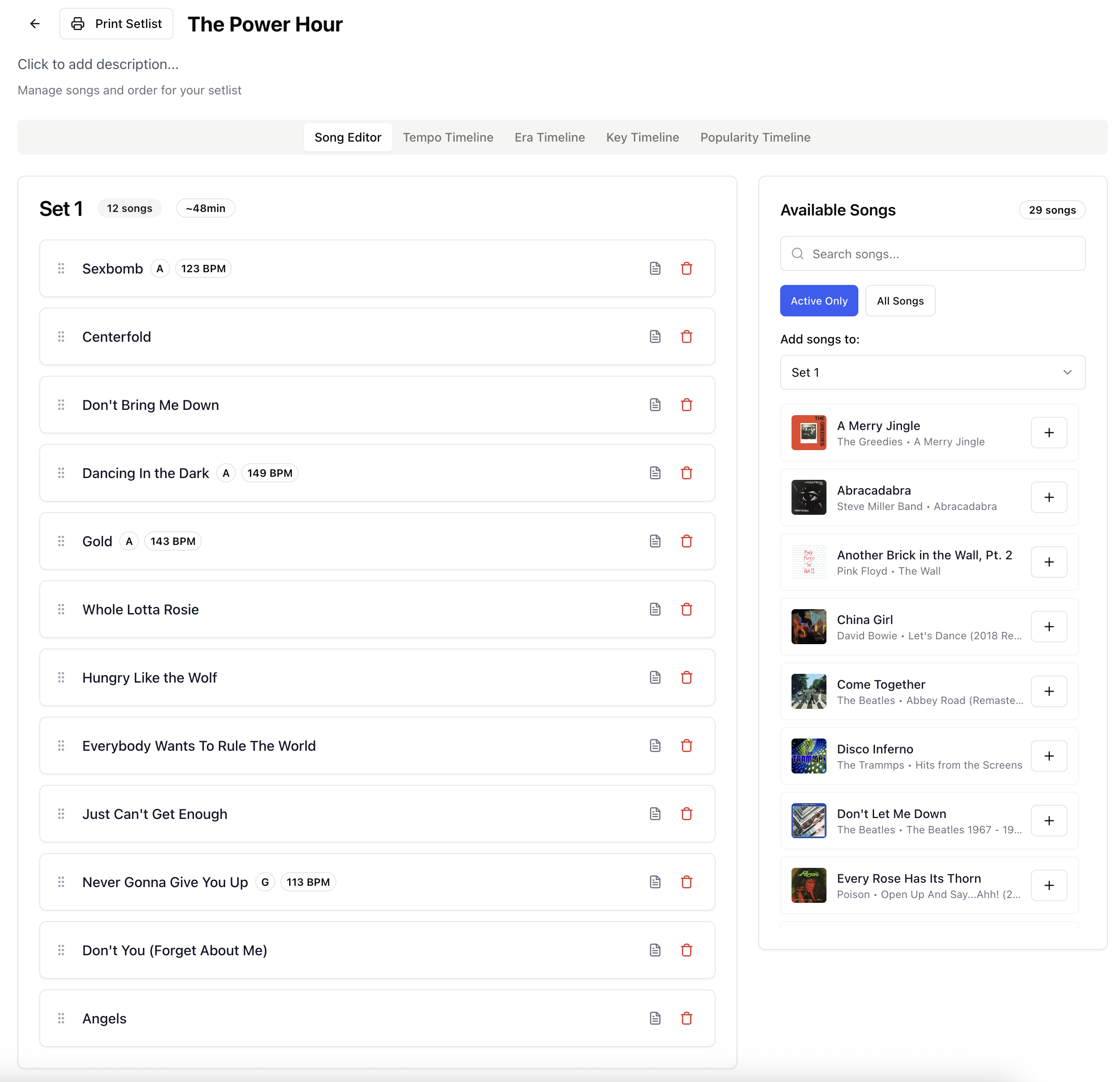 BandMGT features