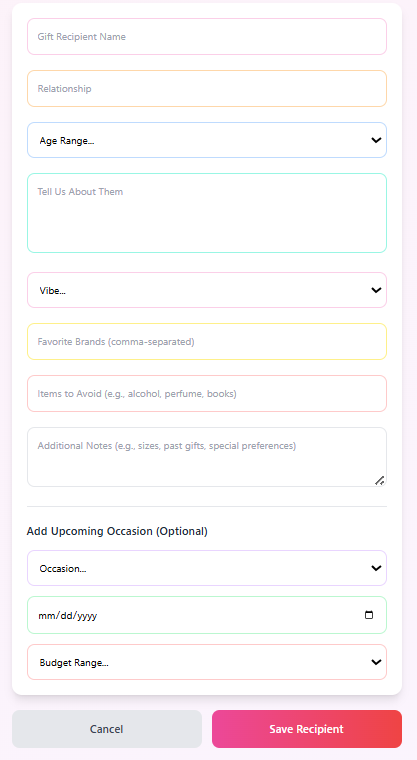 GiftPrompt features