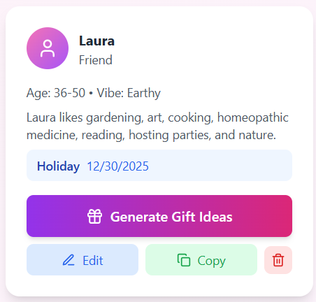 GiftPrompt features